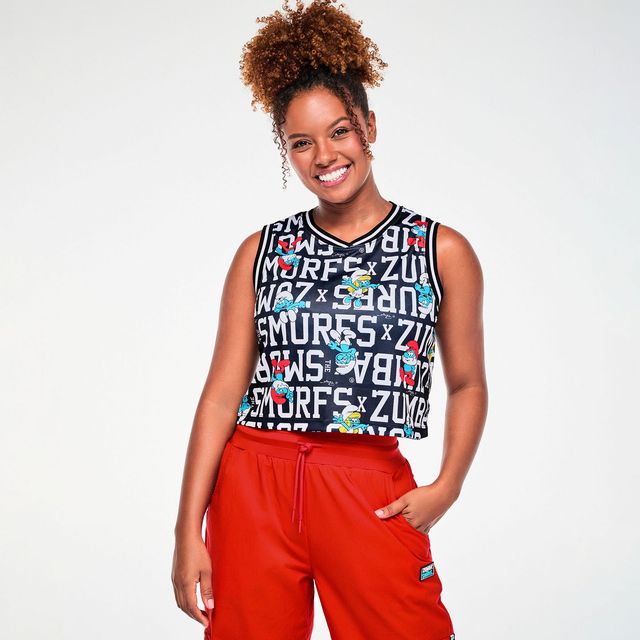 Zumba X The Smurfs Crop Loose Tank - Bold Black Z1T001348