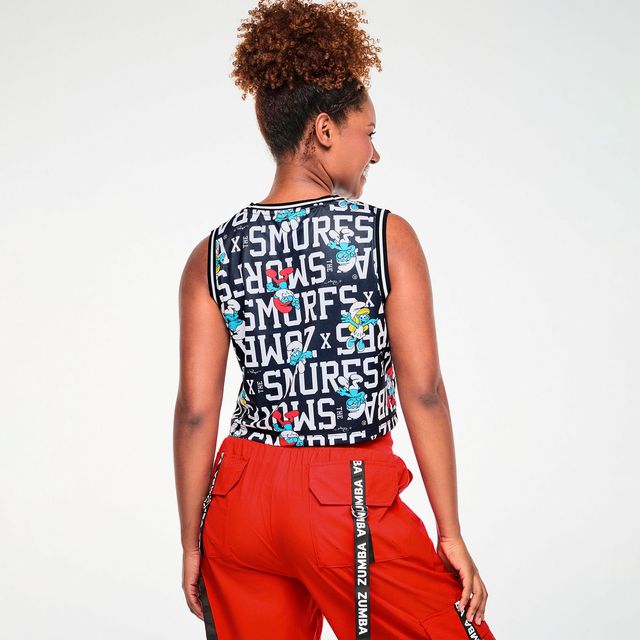 Zumba X The Smurfs Crop Loose Tank - Bold Black Z1T001348
