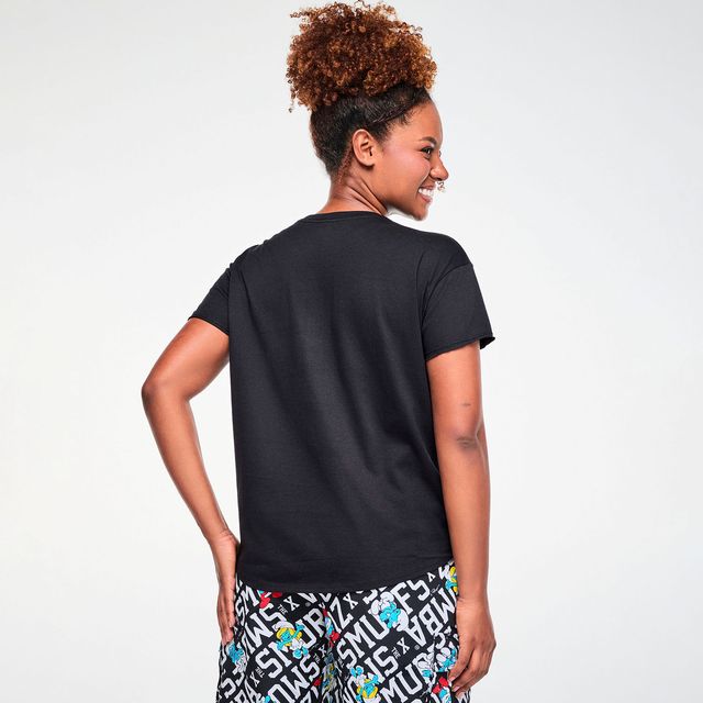 Zumba X The Smurfs Top With Round Hem - Bold Black Z1T001353