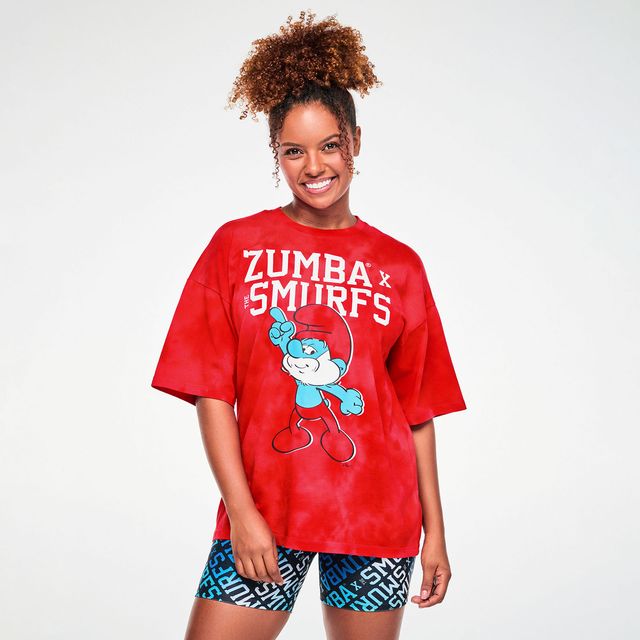 Zumba X The Smurfs Oversized Drop Shoulder Tee -  Fuego Red Z1T001366