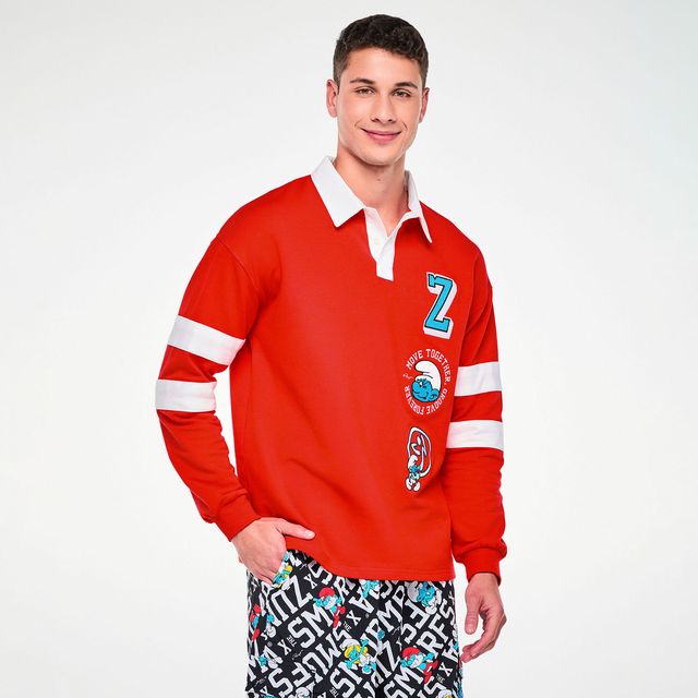 Zumba X The Smurfs Long Sleeve Polo -  Fuego Red Z1T001360