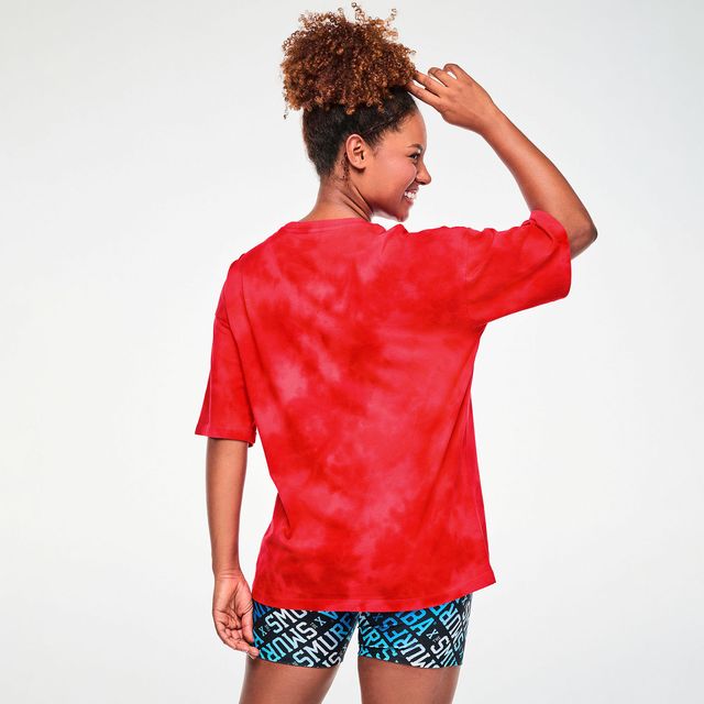 Zumba X The Smurfs Oversized Drop Shoulder Tee -  Fuego Red Z1T001366