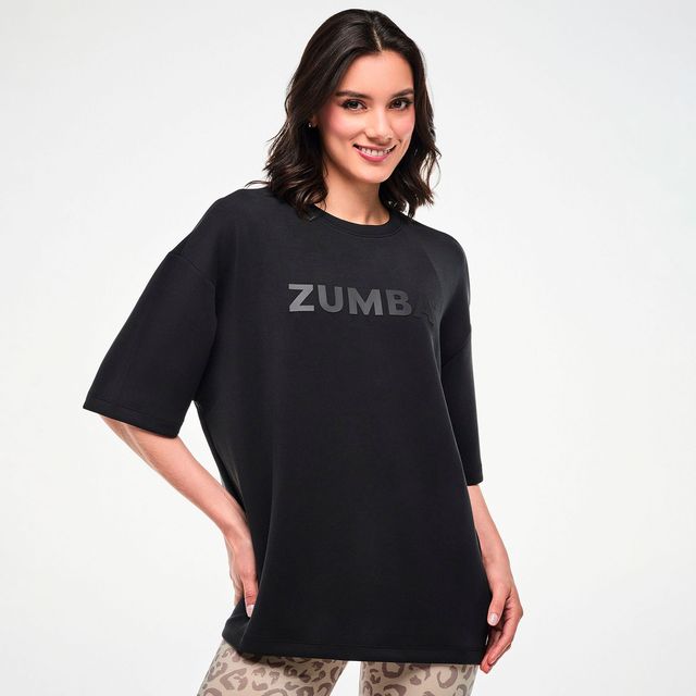 Zumba Modal Drop Shoulder Oversized Top - Bold Black Z1T001333