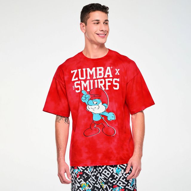 Zumba X The Smurfs Oversized Drop Shoulder Tee -  Fuego Red Z1T001366