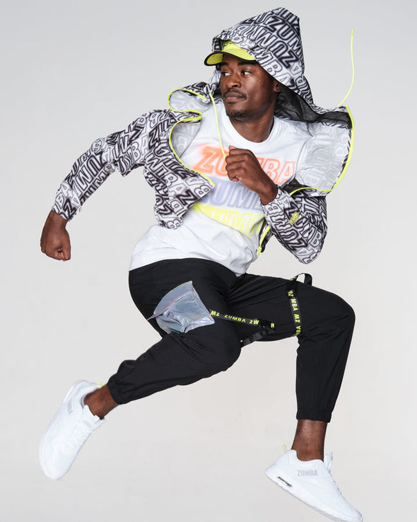 Zumba Electric Windbreaker Zip-Up Jacket - Bold Black Z1T000097