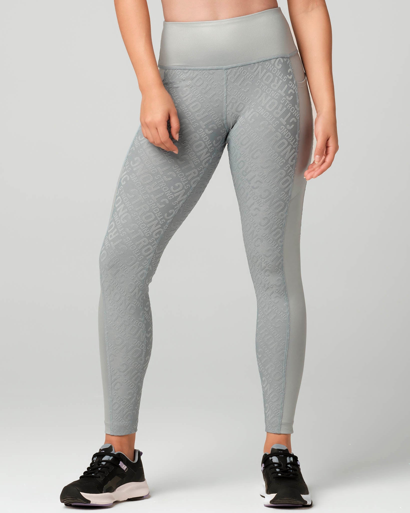 Strong Everyday High Waisted Ankle Leggings - Dark Charcoal / Stone -  S1B000016 - Stone / XS