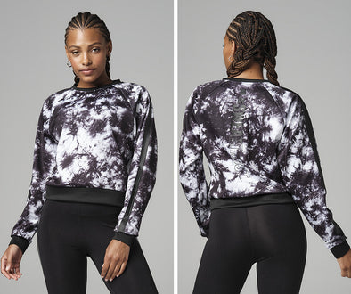 Strong ID Tie-Dye Crop Pullover Top - Black S1T000010
