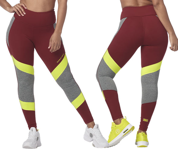 Zumba Worldwide Panel Ankle Leggings - Brick Red Z1B000013