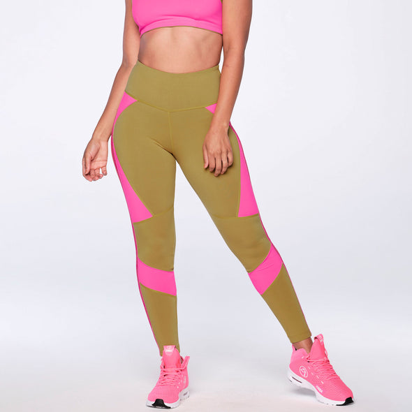 Zumba Core High Waisted Ankle Leggings - Red / Gold Z1B000092