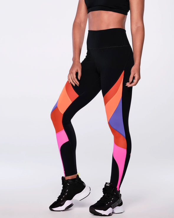Zumba Muy Caliente High Waisted Ankle Leggings - Black / Turquoise Z1B000101