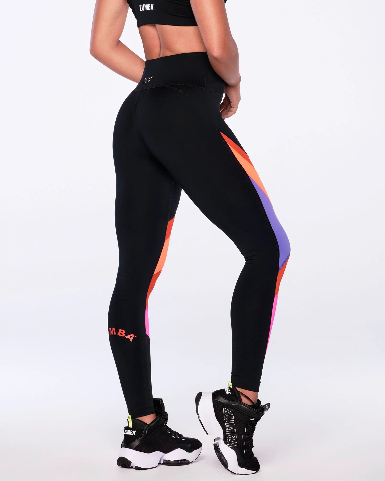 Zumba Muy Caliente High Waisted Ankle Leggings Black Turquoise