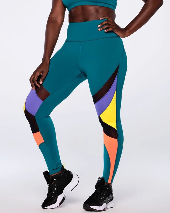 Zumba Muy Caliente High Waisted Ankle Leggings - Black / Turquoise Z1B000101