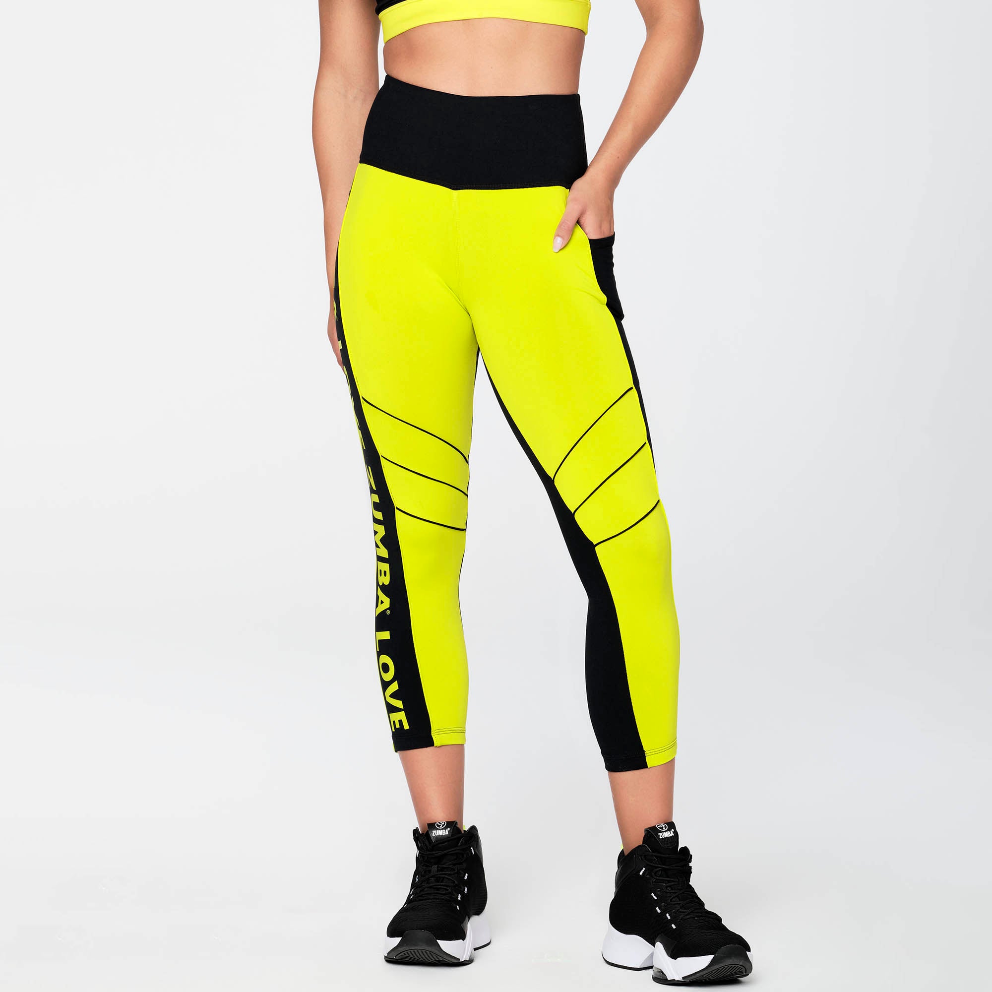 Nike Plus Training High Waisted Color Block Leggings In Pink And Gold