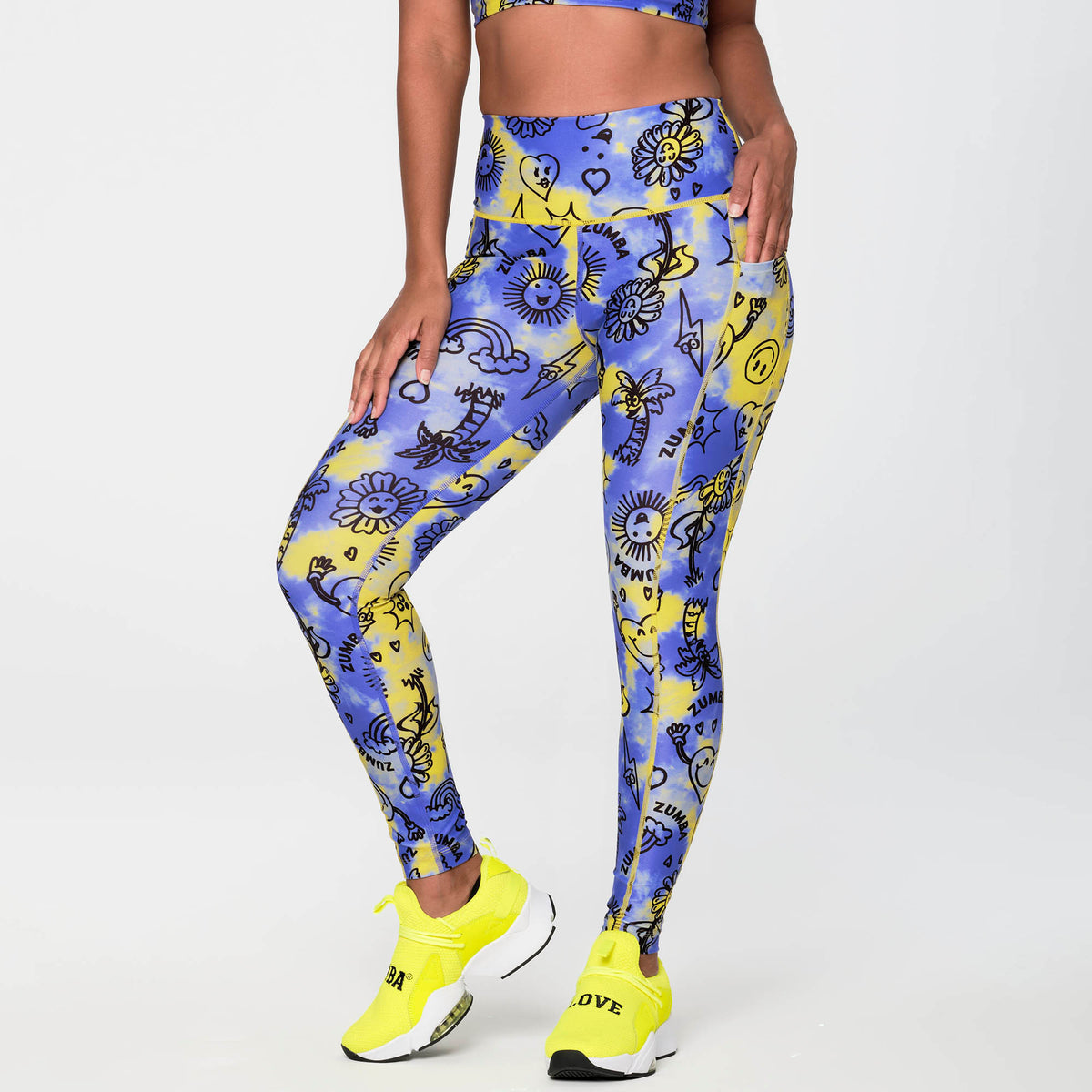 Zumba Happy High Waisted Ankle Leggings - Purple / Gumball Z1B000159