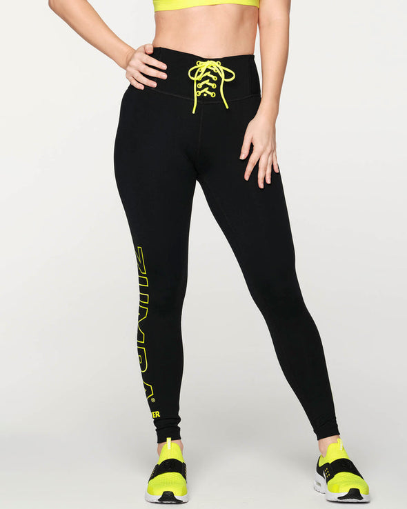Zumba Forever Laced Up High Waisted Ankle Leggings - Bold Black  Z1B000186
