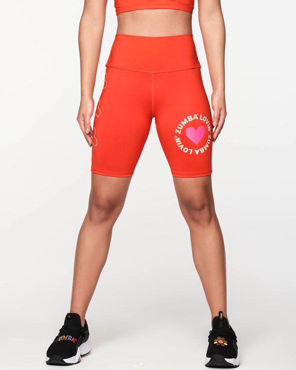 Zumba Lovin' High Waisted Biker Shorts - Red Hot Z1B000196