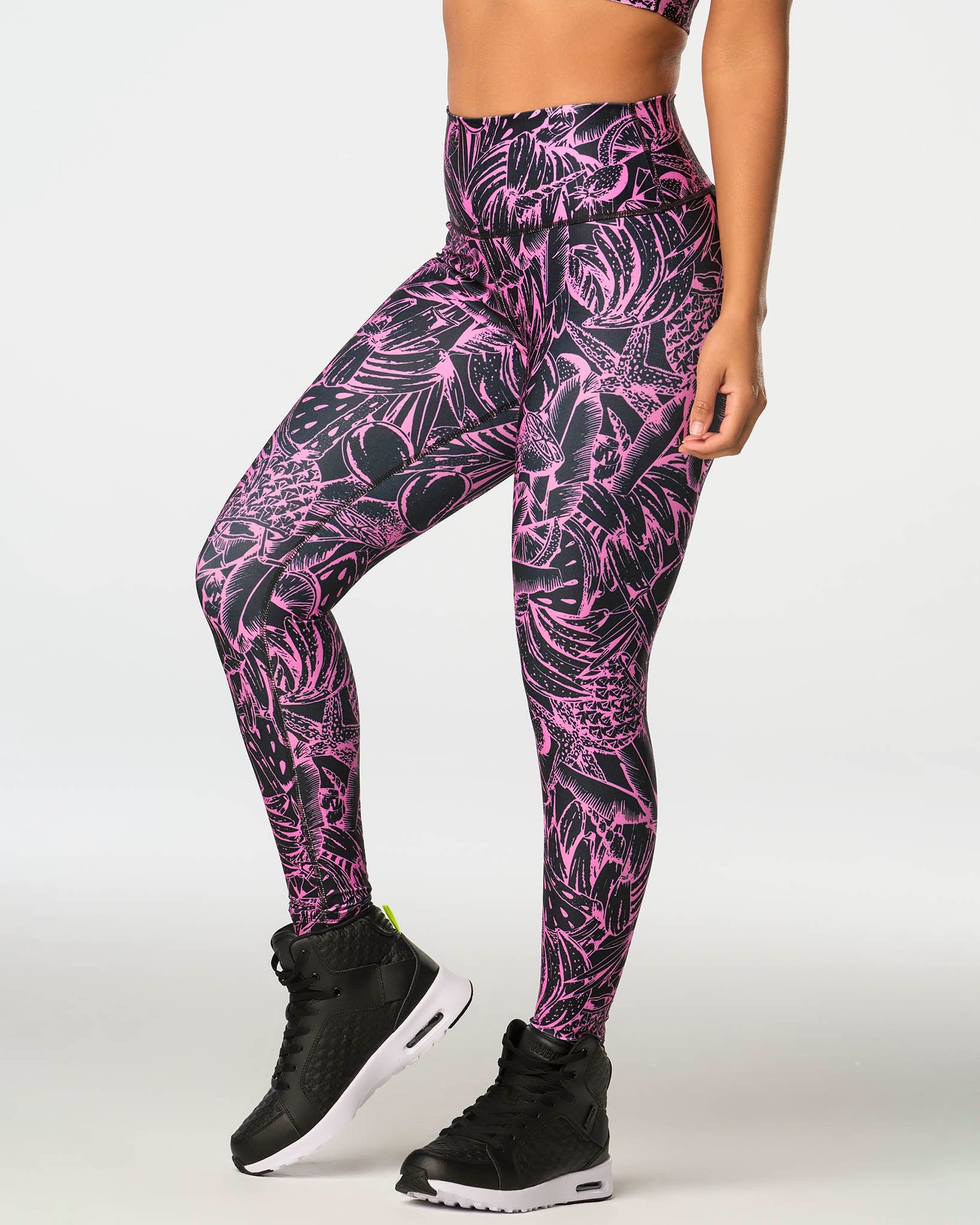 Zumba Tropics High Waisted Ankle Leggings - Groovin' Green / Prism