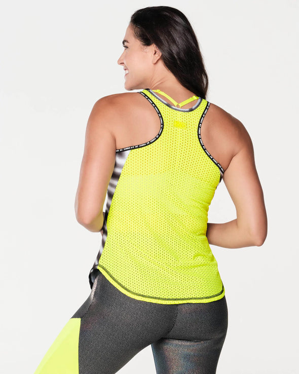 Zumba Energy High Neck Tank Top - Black / Orange Z1T000096