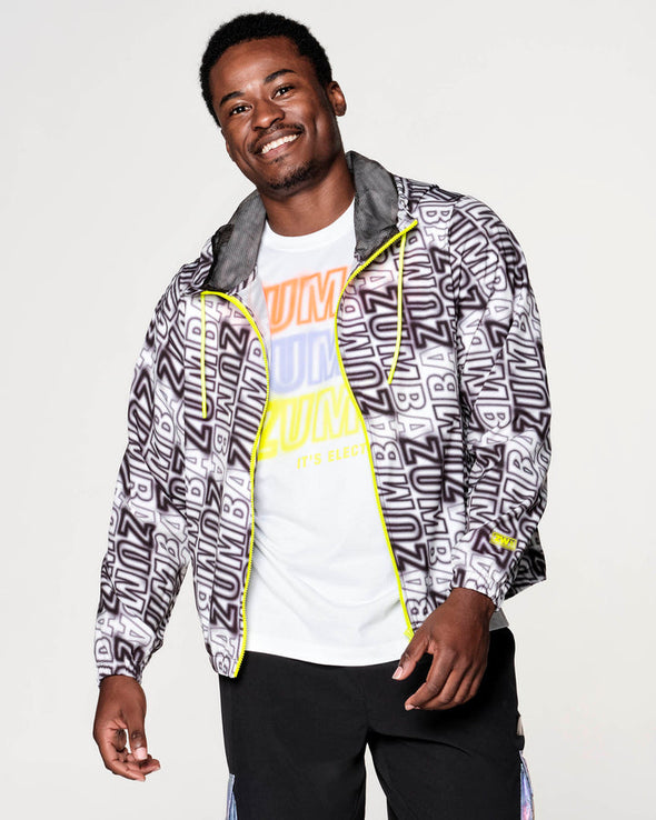 Zumba Electric Windbreaker Zip-Up Jacket - Bold Black Z1T000097
