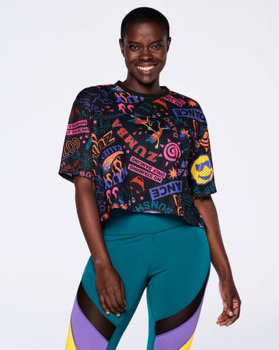 Zumba Fun & Sunshine Mesh Crop Top - Bold Black Z1T000164