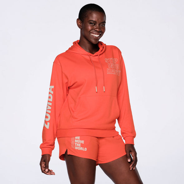 Zumba Step Into Happy Pullover Hoodie - Orange Peel Z1T000178