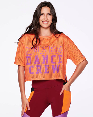 Zumba Dance Crew Mesh Crop Top - Orange / Purple Z1T000196