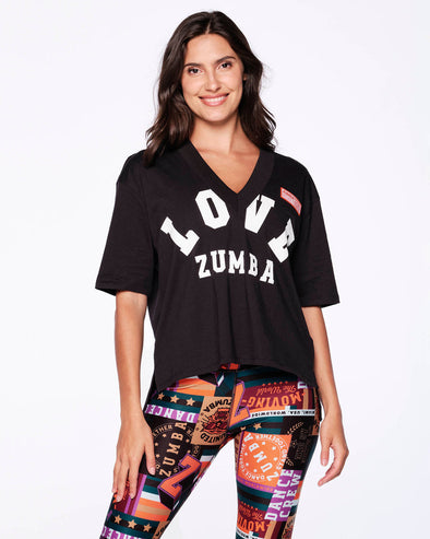 Zumba Love Zumba V-Neck Top - Black / Gold Z1T000199