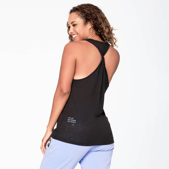 Zumba Love Twisted Back Tank Top - Black / Red Z1T000239