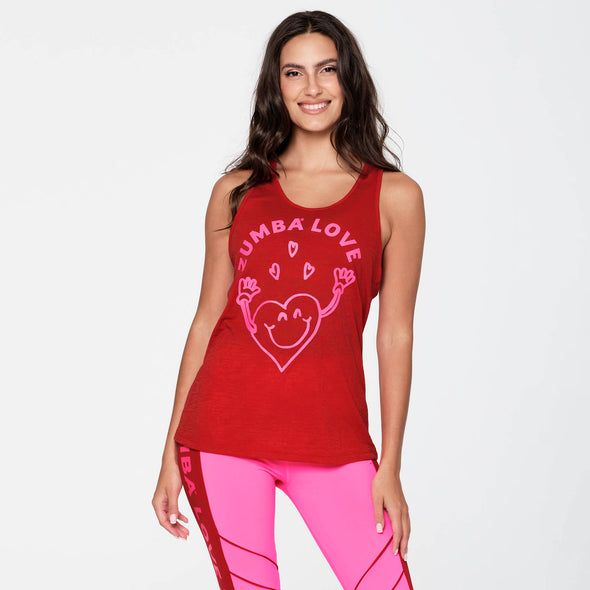 Zumba Love Twisted Back Tank Top - Black / Red Z1T000239