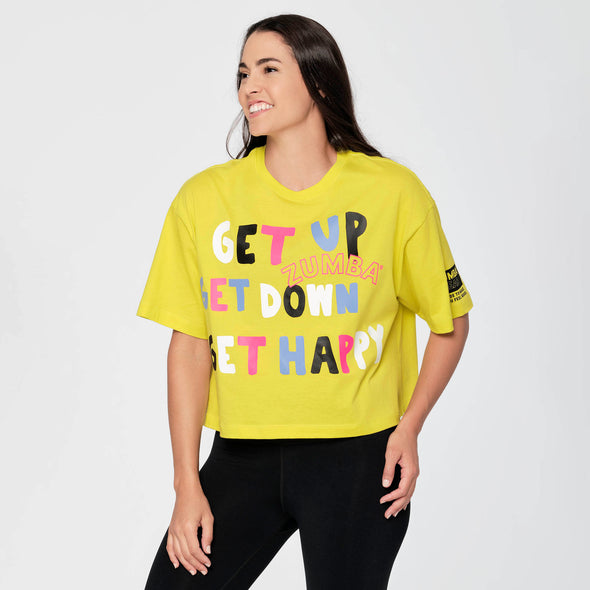 Zumba Bold Boxy Crop Top - Black / Yellow Z1T000242