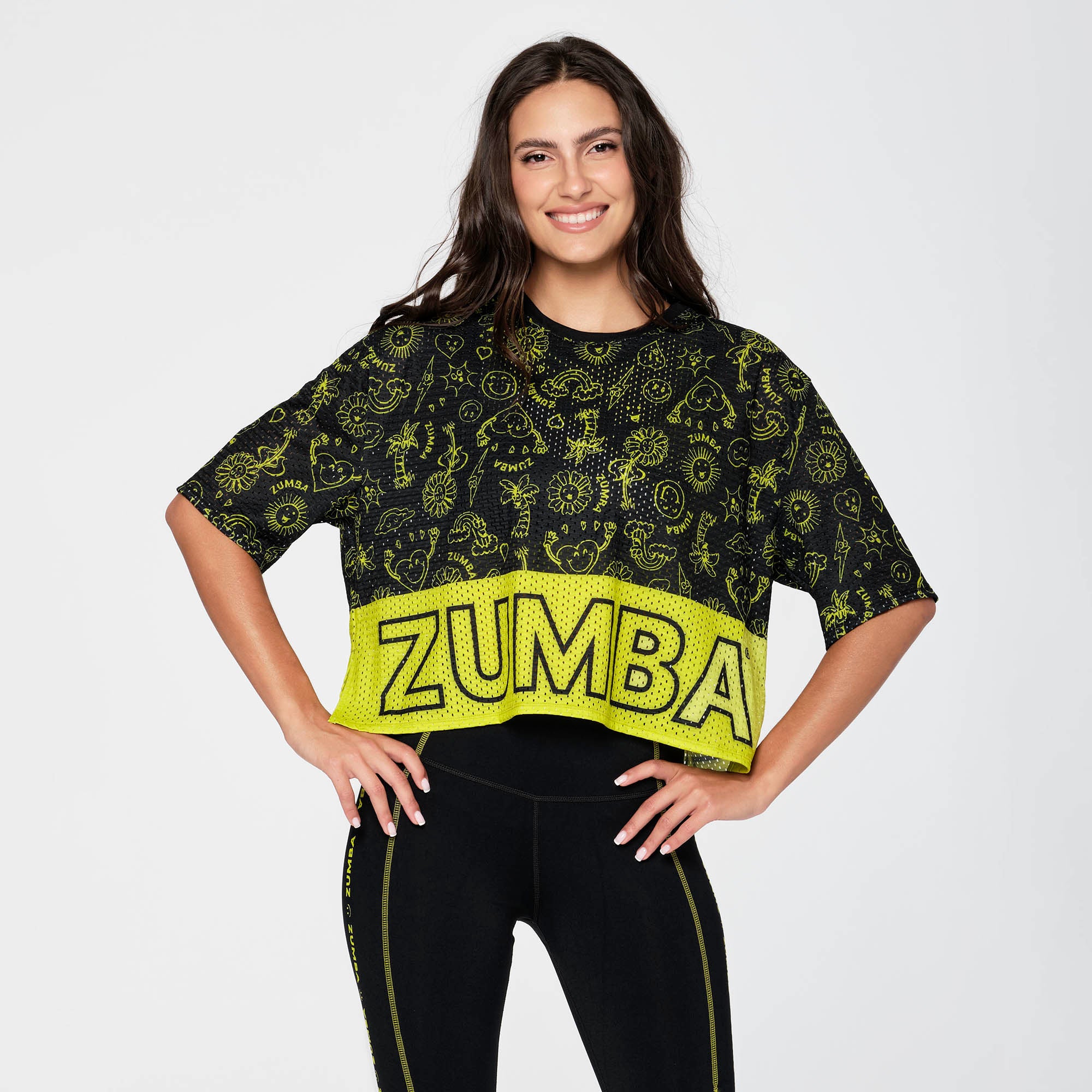 Zumba Mesh Boxy Crop Top - Black / Gumball Z1T000243