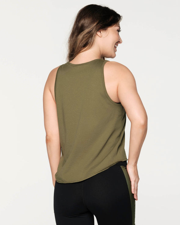 Zumba Forever Loose Crop Tank - Army Green Z1T000273
