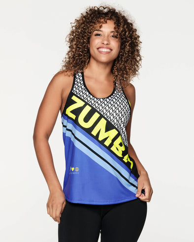 Zumba Move Loose Tank    - Periwinkle / Cherry Red Z1T000287