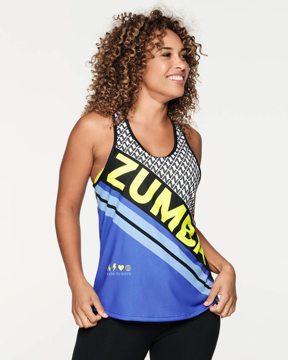 Zumba Move Loose Tank    - Periwinkle / Cherry Red Z1T000287