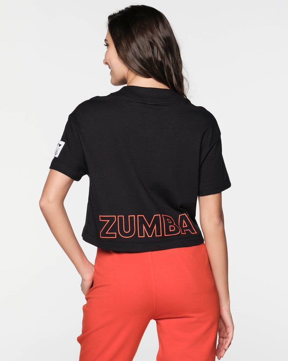 Zumba Rhythm Soul Crop Top  - Bold Black /  Periwinkle Z1T000288