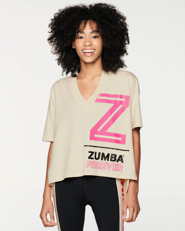Zumba Forever Oversized V-Neck Top   - Bold Black /  Periwinkle Z1T000289