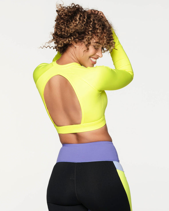 Zumba Forever Long Sleeve Crop Top - Cherry Red /  Caution Z1T000290