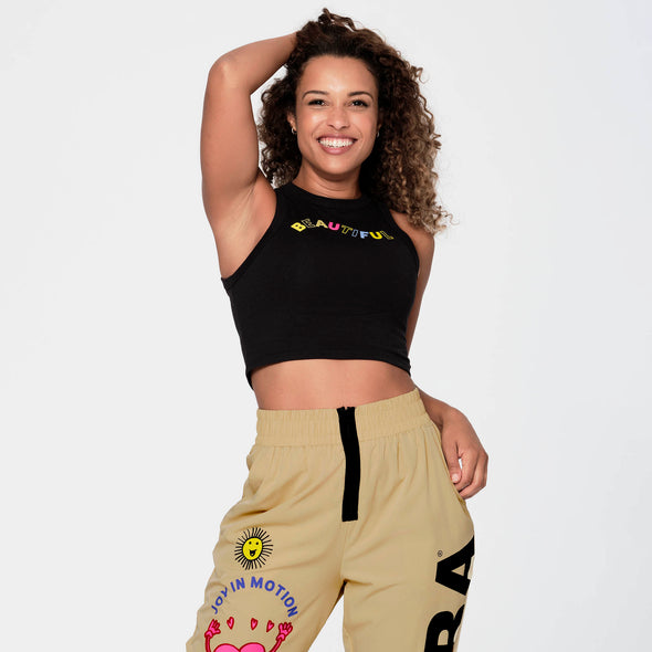 Zumba Beautiful High Neck Crop Tank Top - Bold Black Z1T000297