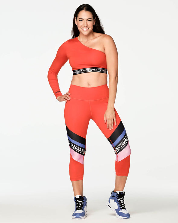 Zumba All Day One Shoulder Crop Top - Red Hot Z1T000340