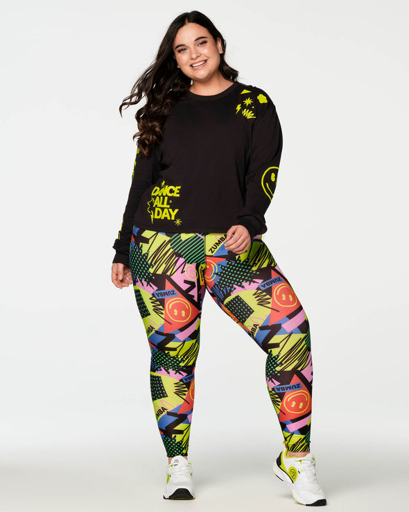 Zumba Dance Long Sleeve Crop Top - Bold Black Z1T000341