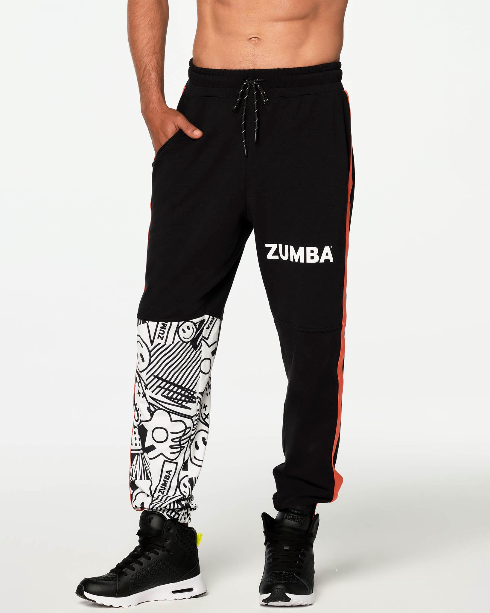 ZUMBA 2 Pc.SET! Hip Hop Comfy Light Sweat Dance Pants + Off-Shoulder Sweat  Tee