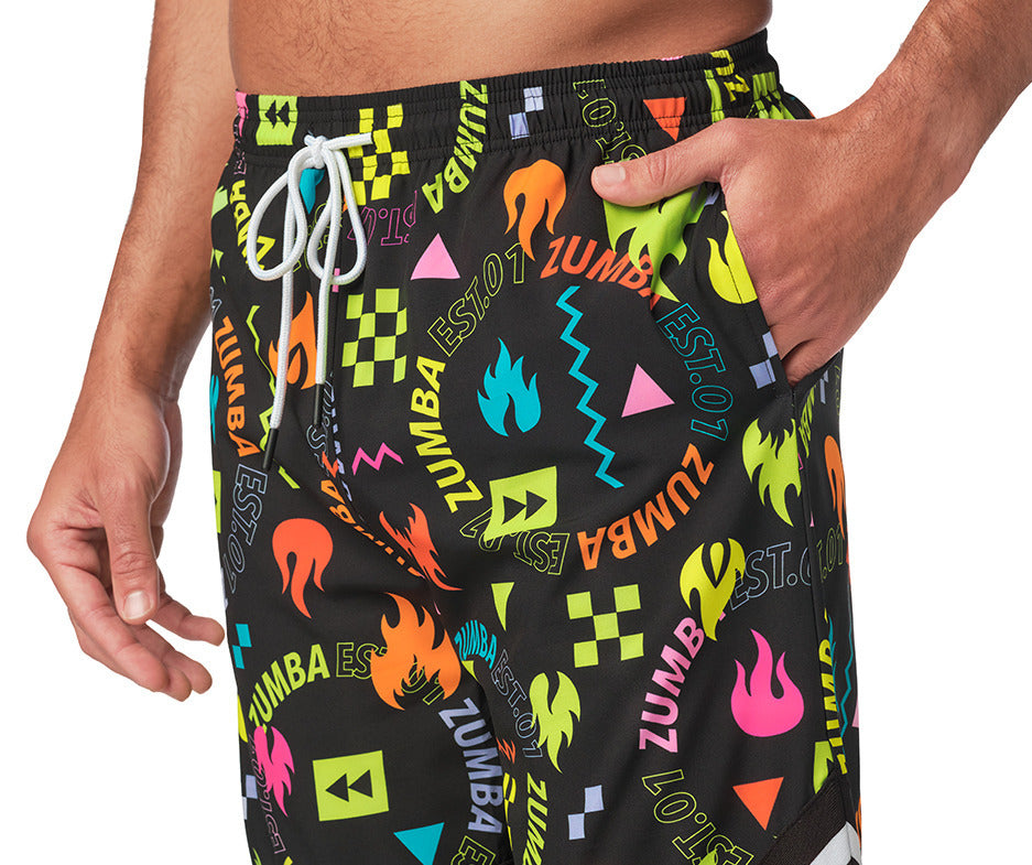 Zumba Printed Men's Shorts - Bold Black Z2B00301