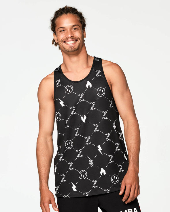 Zumba Fun And Happy Men's Tank  - Bold Black  Z2T000027
