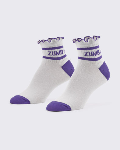Zumba Ruffle Ankle Socks - White/Purple Z3A000106