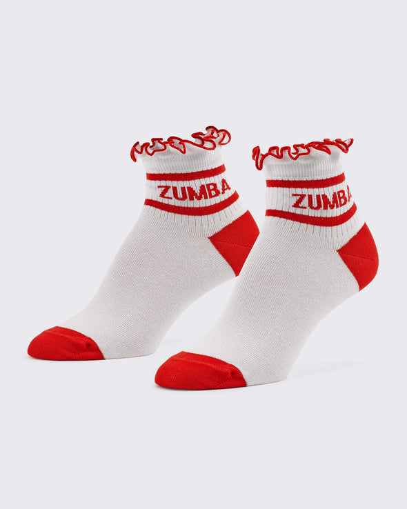 Zumba Ruffle Ankle Socks - White/Red Z3A000109