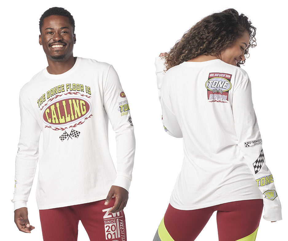 Zumba The Dance Floor Is Calling Long Sleeve Tee - Wear It Out White Z3T000015