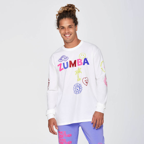Zumba Happy Long Sleeve Tee - Wear It Out White Z3T000107