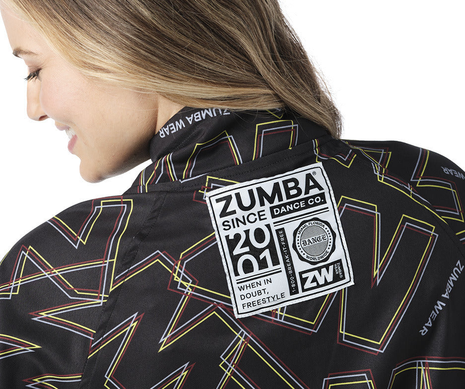 Zumba Wear High Neck Zip-Up Jacket - Bold Black Z3T000116